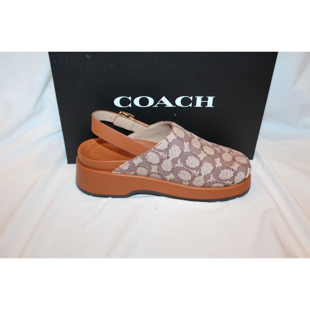 Coach Women's Sculpted C Signature Logo Platform Clogs Cocoa Amber Sz 8 NIB - Picture 5 of 9